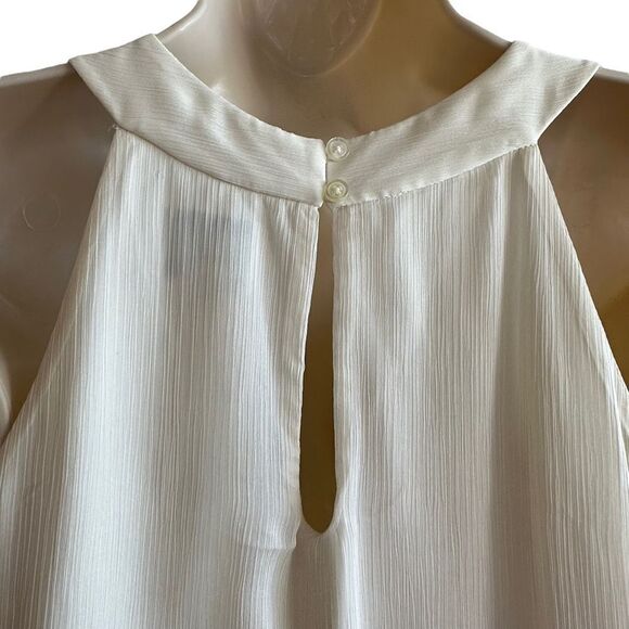 Beige by eci ~ Prettt Ivory Floral appliqué dress ~Sheer and fully lined ~size M - Picture 5 of 11